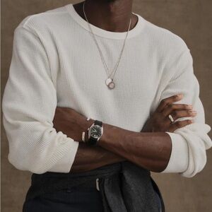 Buck Mason Toughknit Thermal Long Sleeve Crew shirt.